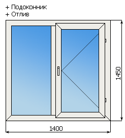 Пластиковое окно с однокамерным стеклопакетом 