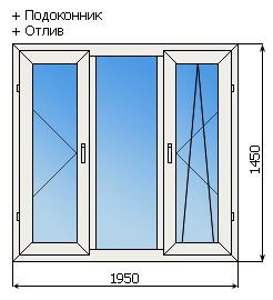 Пластиковое окно с однокамерным стеклопакетом 